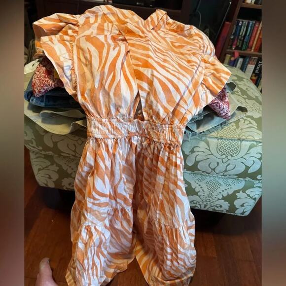 Derek Lam Collective Orange Zebra Cutout Mini Dress size 38 / US 2 MSRP $425 - Picture 10 of 11